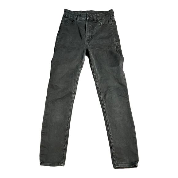 Oki by Monki Jeans 25 Black stretch Denim Jeggings Basic Goth EMo punk Biker - Picture 1 of 7